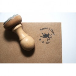 sello para boda personalizable de madera